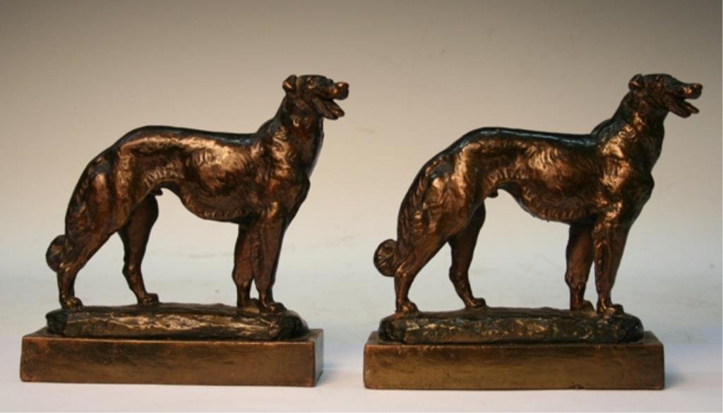 Bronze Clad Irish Wolf Hound Bookends Paul Herzel