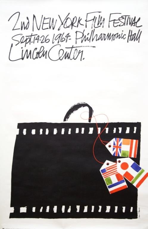 NY Film Festival Poster, Saul Bass, 1964: New York second annual film festival poster by Saul Bass, 1964; . Dimensions: approximately 45-1/2" L x 30-1/4" W