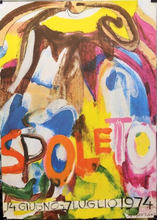 "Spoleto" De Kooning 1974 Poster: "Spoleto" Willem de Kooning poster; marked. Dimensions: approximately 41" L x 29-1/2" W