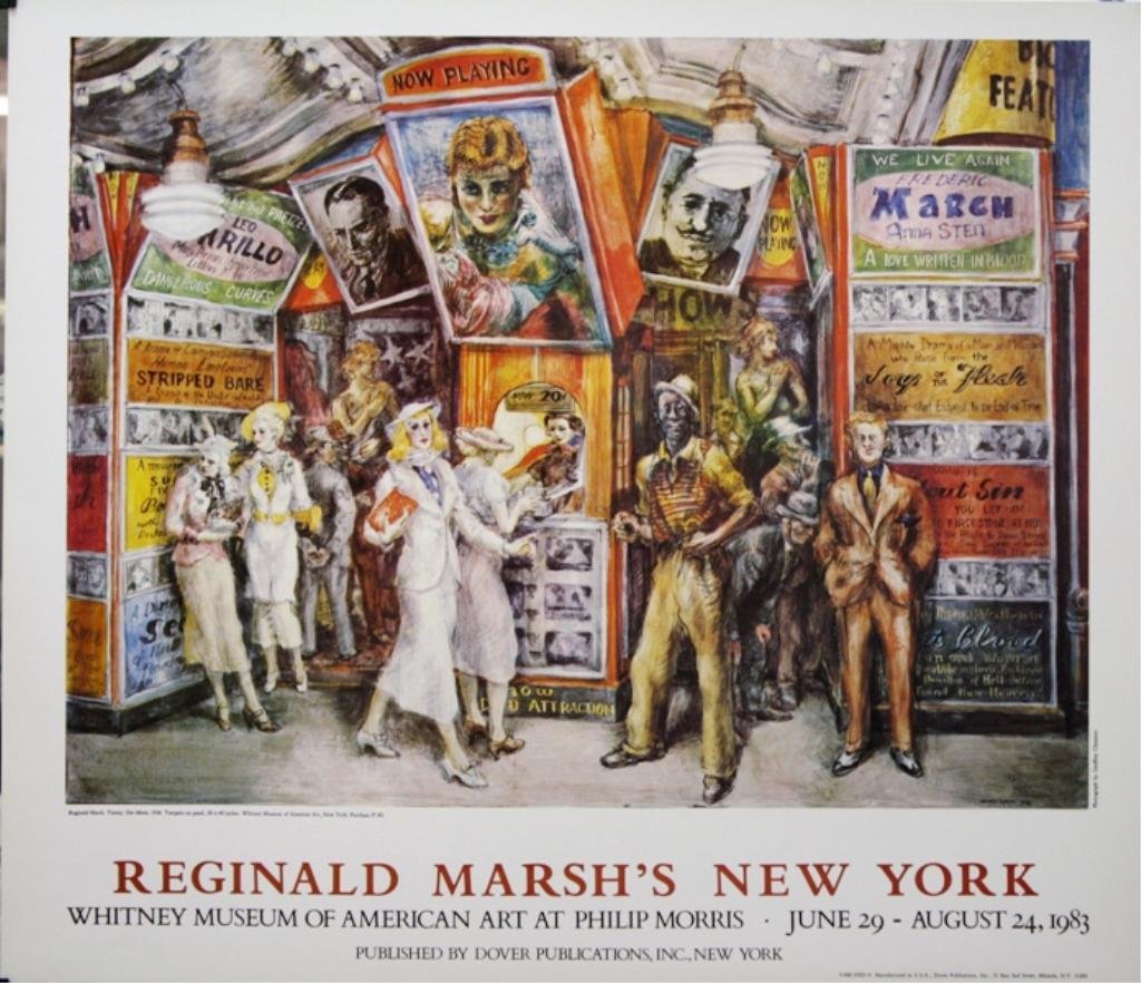 Reginald Marsh Whitney Museum Poster: "Reginald Marsh's New York" Whitney Museum of American Art exhibition poster, 1983, Dover Publications; marked. Dimensions: approximately 23" L x 27" W