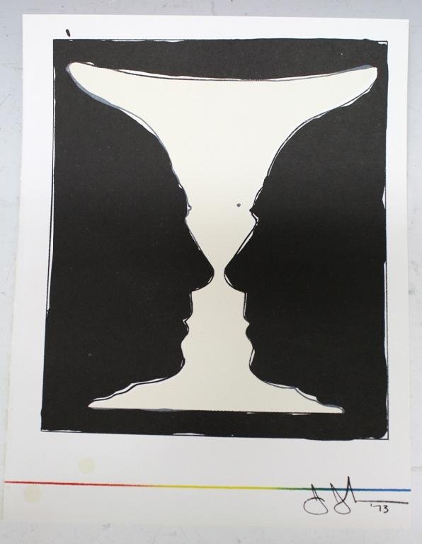 Jasper Johns "Cup 2 Picasso" Lithograph: ''Cup 2 Picasso'' lithograph by Jasper Johns (American b. 1930); signed and dated '73 in plate. Dimensions: sheet size is approximately 12" L x 9-3/8" W