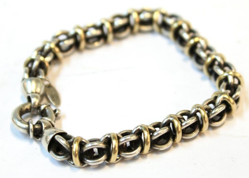 OTC Italy Sterling Silver & 14K Box Link Bracelet (1 of 4)