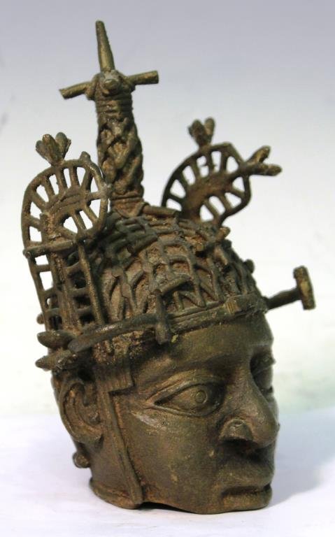 Benin Bronze Memorial Head of an Oba (1 of 4)