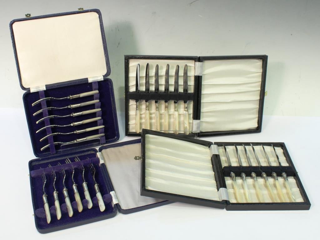 Vintage Cocktail Fork & Canape Spreader Sets (1 of 6)