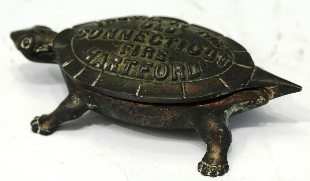 19th C. Cast Iron Turtle Advertising Match Safe (1 of 4)