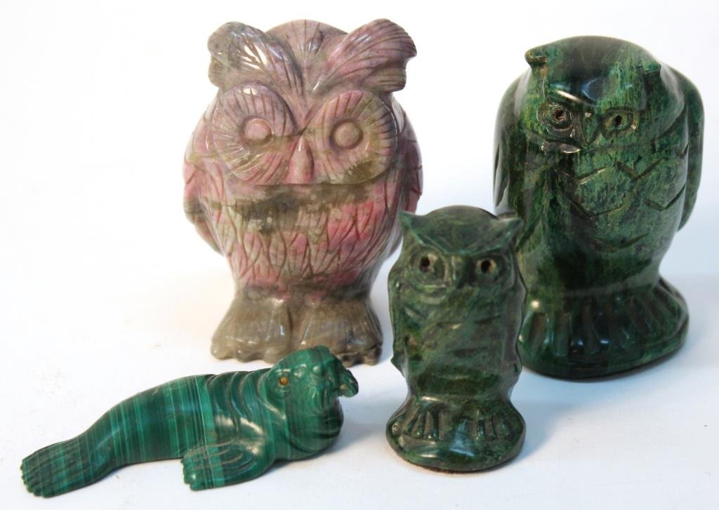 4 Small Semi-Precious Stone Animal Carvings (1 of 3)