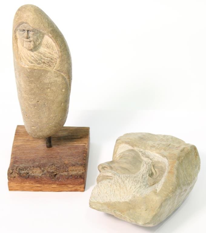 2 Small Carved Stone Figures of Bearded Men (1 of 6)