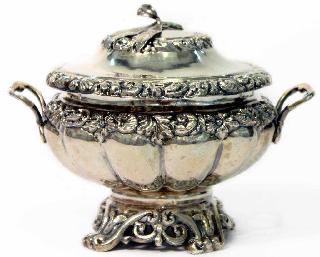 Antique Italian Ornate Silver Sugar Bowl (1 of 4)
