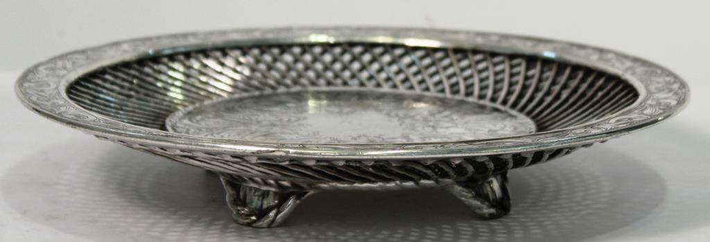 Vintage Silver-Topped Reticulated Porcelain Plate (1 of 3)