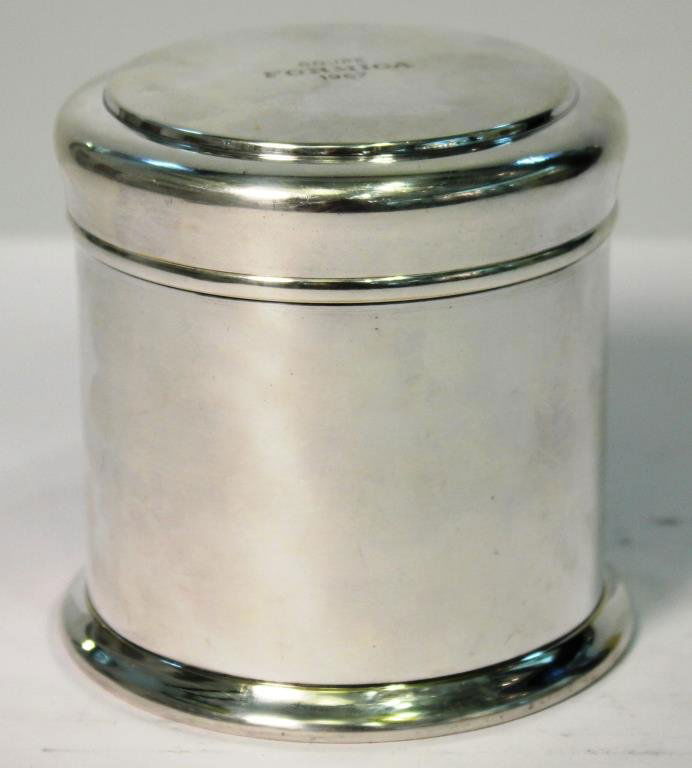 Contemporary Round Silver Lidded Container
