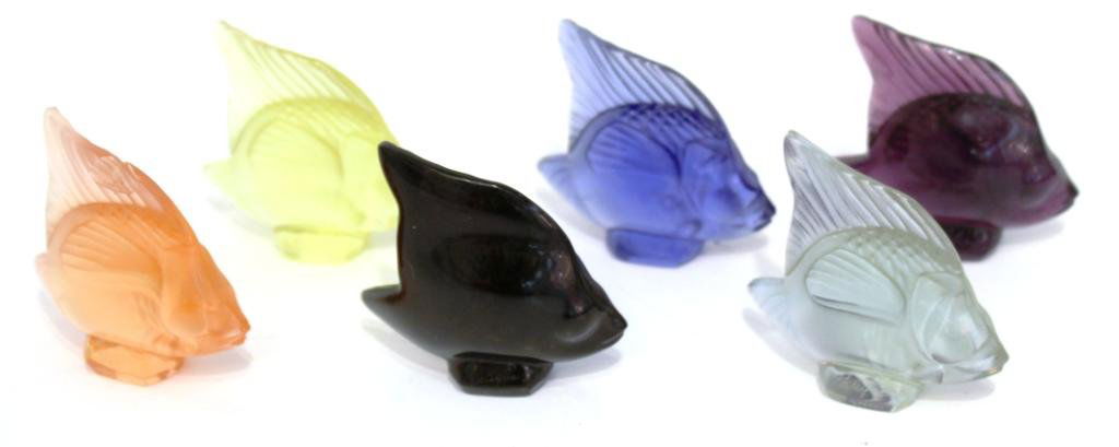 6 Small Lalique Multicolored Crystal Fish (1 of 3)