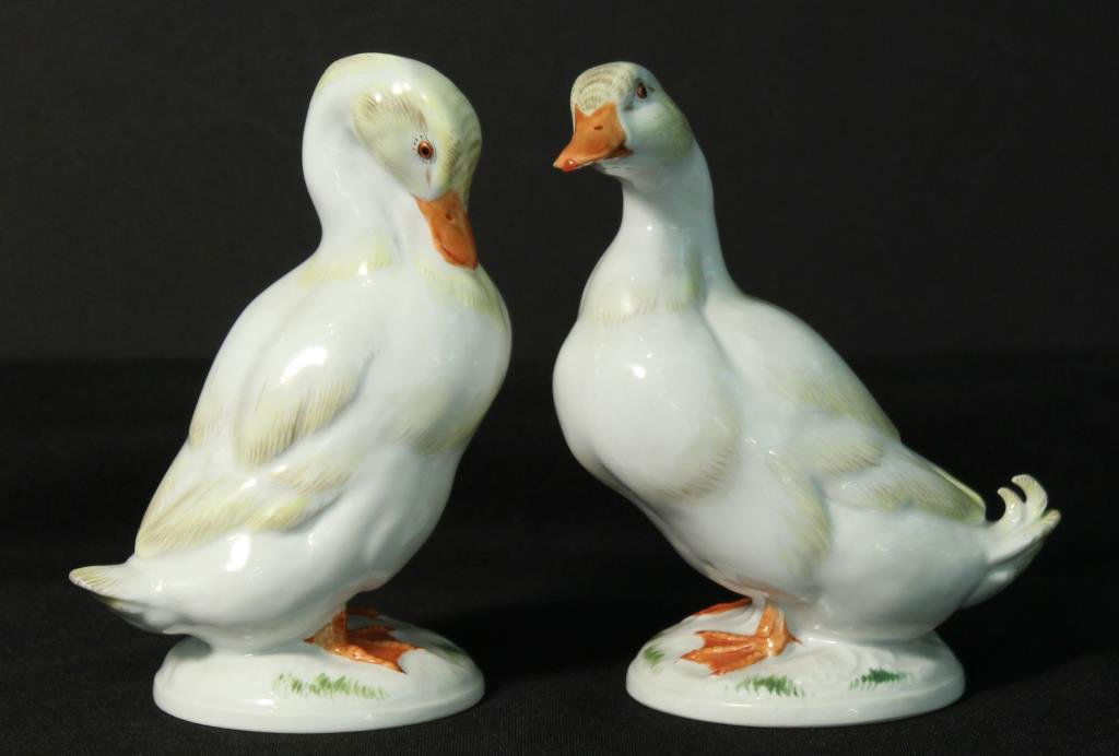 Pair of Meissen Hand-Painted Porcelain Ducks (1 of 4)