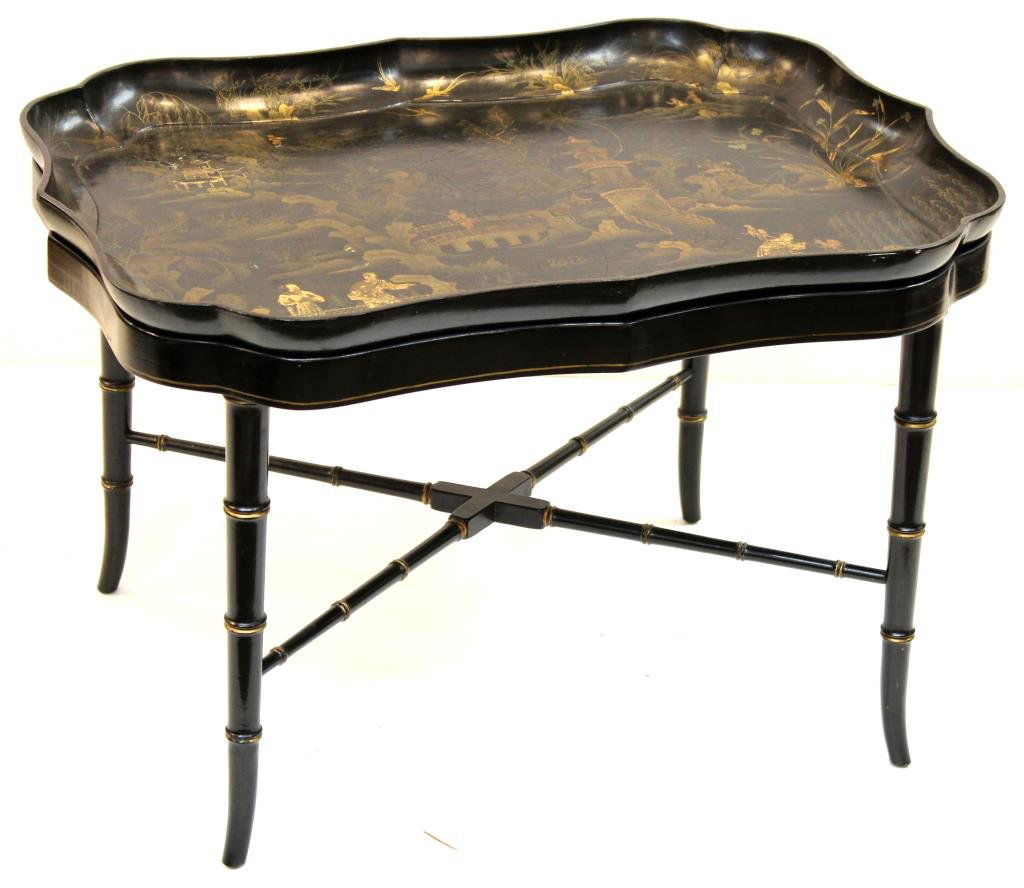 Regency Chinoiserie Japanned Paper Mache Tray (1 of 6)