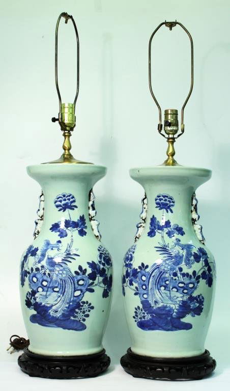 Pair of Chinese Blue & Celadon Baluster Jars (1 of 5)