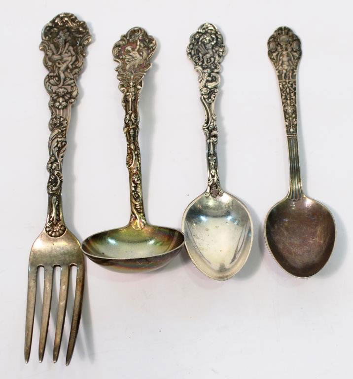4 Antique Gorham Sterling Silver Repousse Utensils (1 of 3)