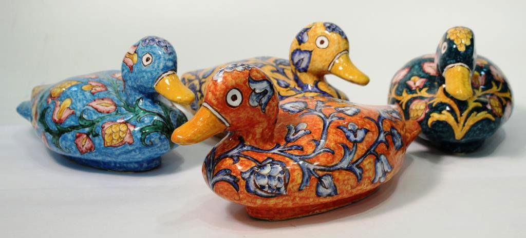 4 Italian Hand-Painted & Glazed Ceramic Ducks (1 of 4)
