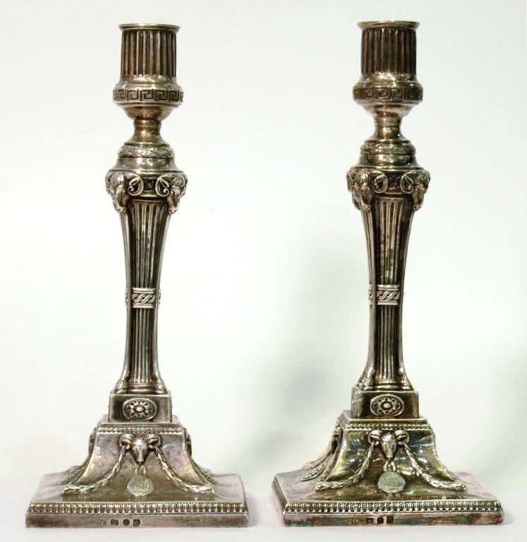 Pair George III Weighted Sterling Candlesticks (1 of 6)