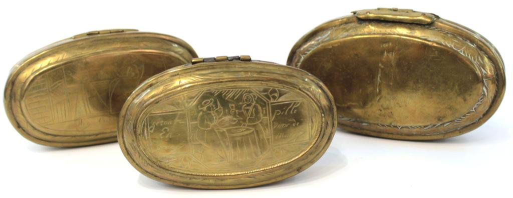 3 Antique Dutch Brass Engraved Tobacco Boxes (1 of 7)