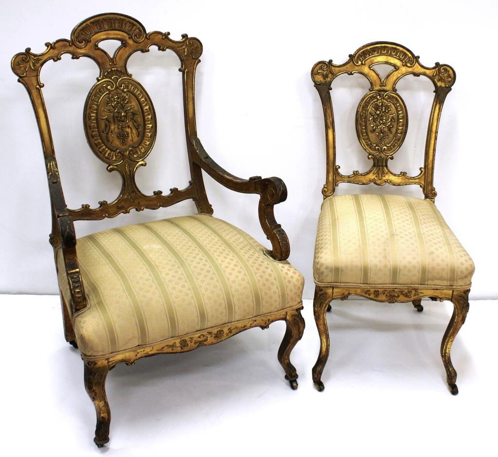 2 Antique French Giltwood Chairs (1 of 5)