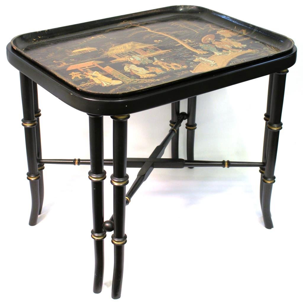 French Lacquered Papier-Mâché Japonisme Tray Table (1 of 4)