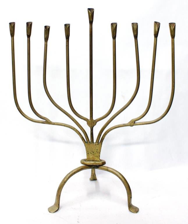 Mid-Century Modern Brass Chanukah Menorah (1 of 5)