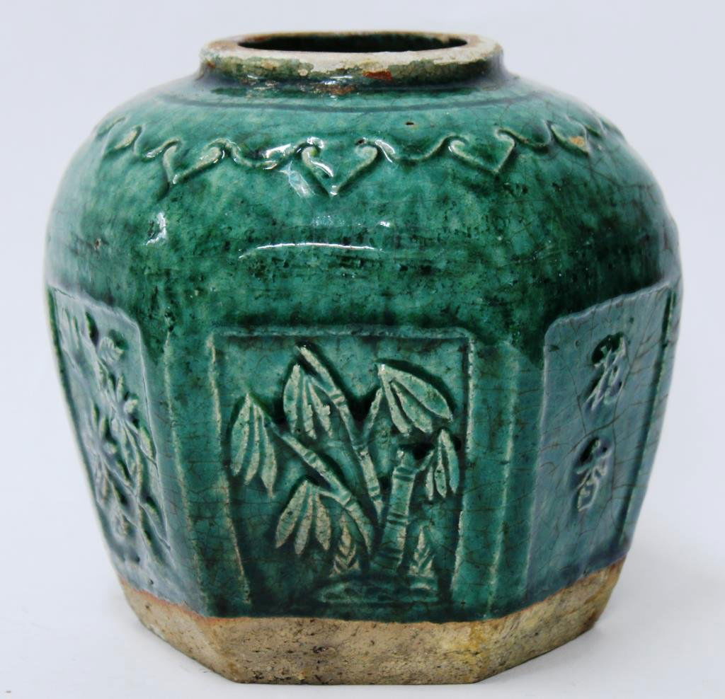 Chinese Green-Glazed Hexagonal Ginger Jar (1 of 4)