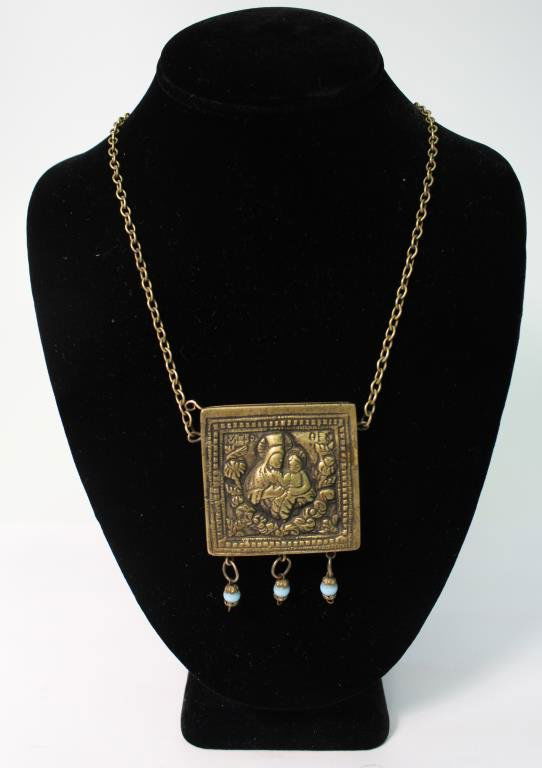 Antique Brass Pyx / Host Holder Necklace (1 of 4)