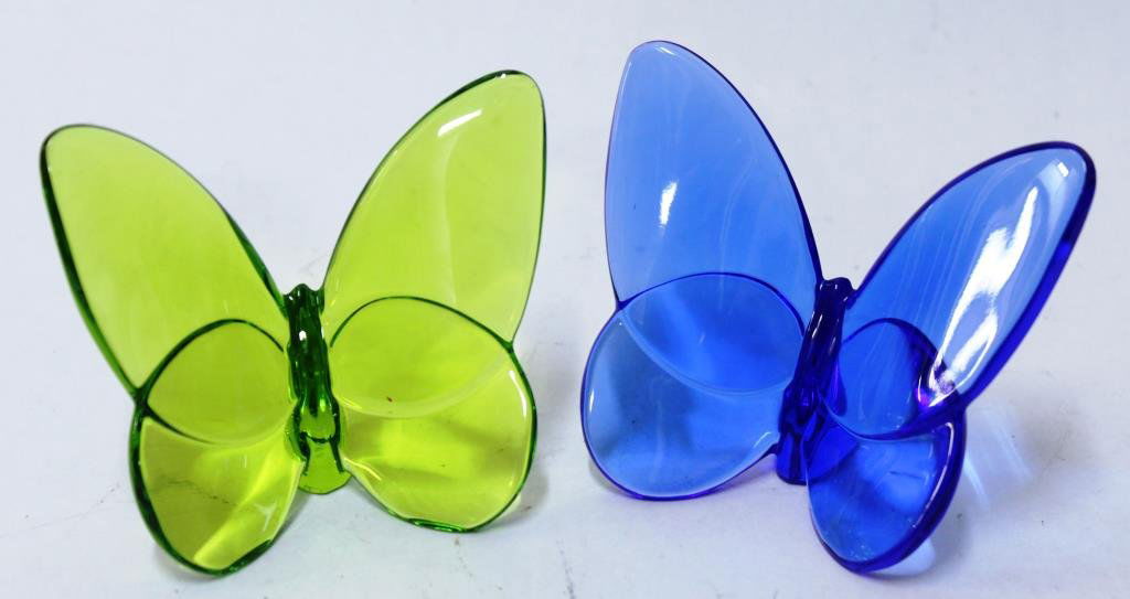 2 Baccarat Colored Crystal "Papillon" Paperweights (1 of 4)