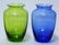 2 Baccarat Colored Ribbed Crystal Vases