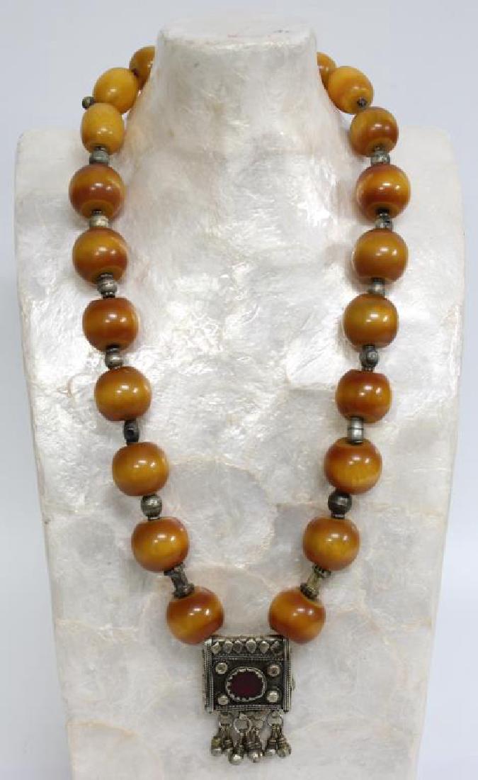 Bakelite & Silver-Tone Metal Tribal Necklace (1 of 3)