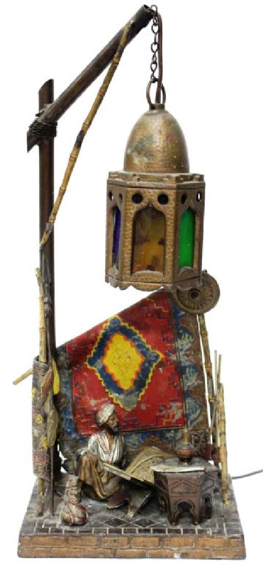 Austrian Cold-Painted Metal Lamp, ca. 1915 (1 of 5)