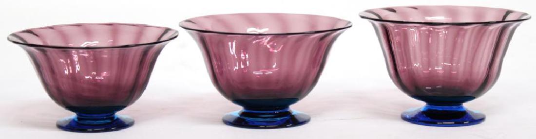 3 Vintage Steuben Purple & Turquoise Crystal Bowls (1 of 5)