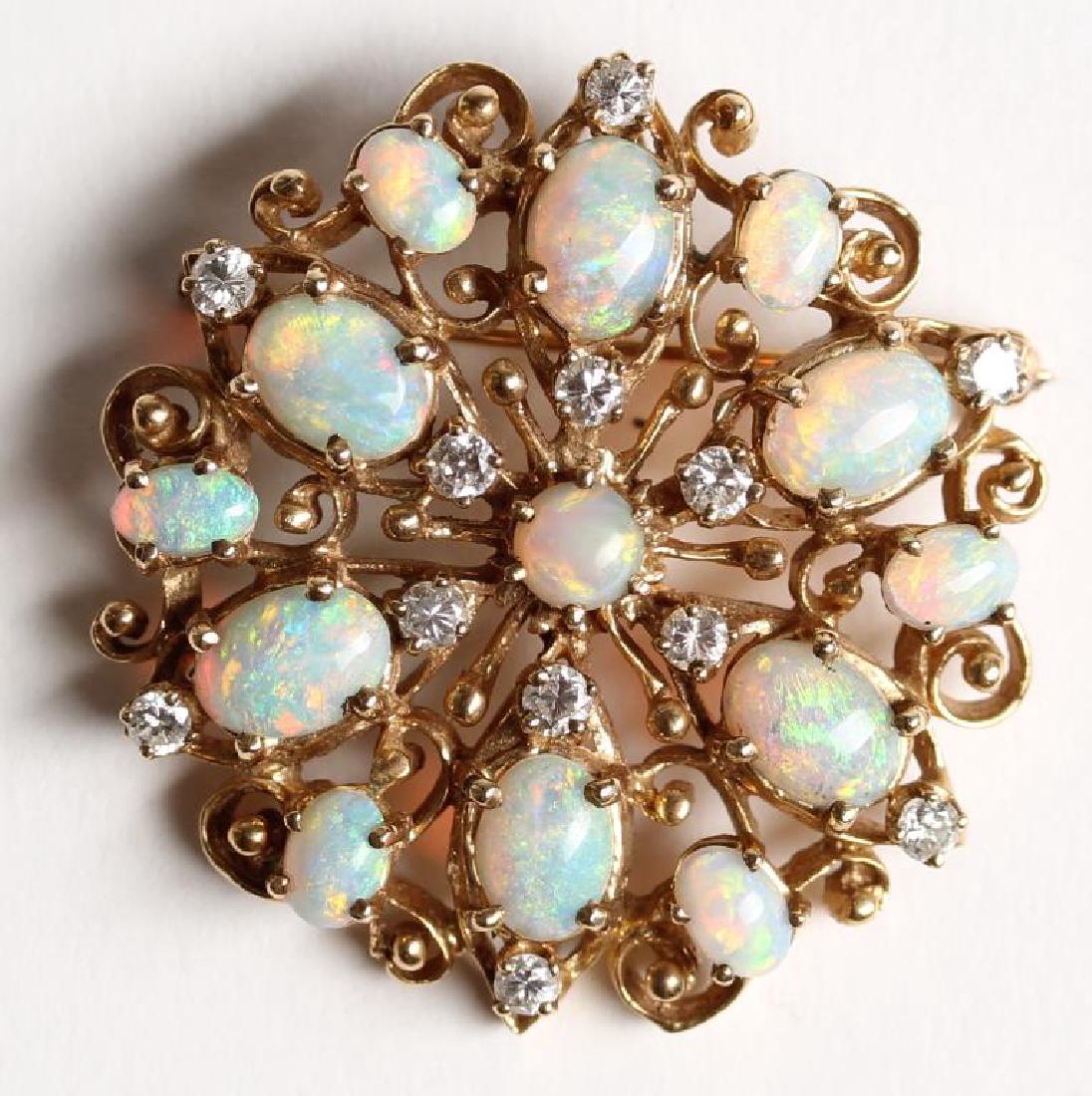 14K Opal & Diamond Pendant Brooch (1 of 7)