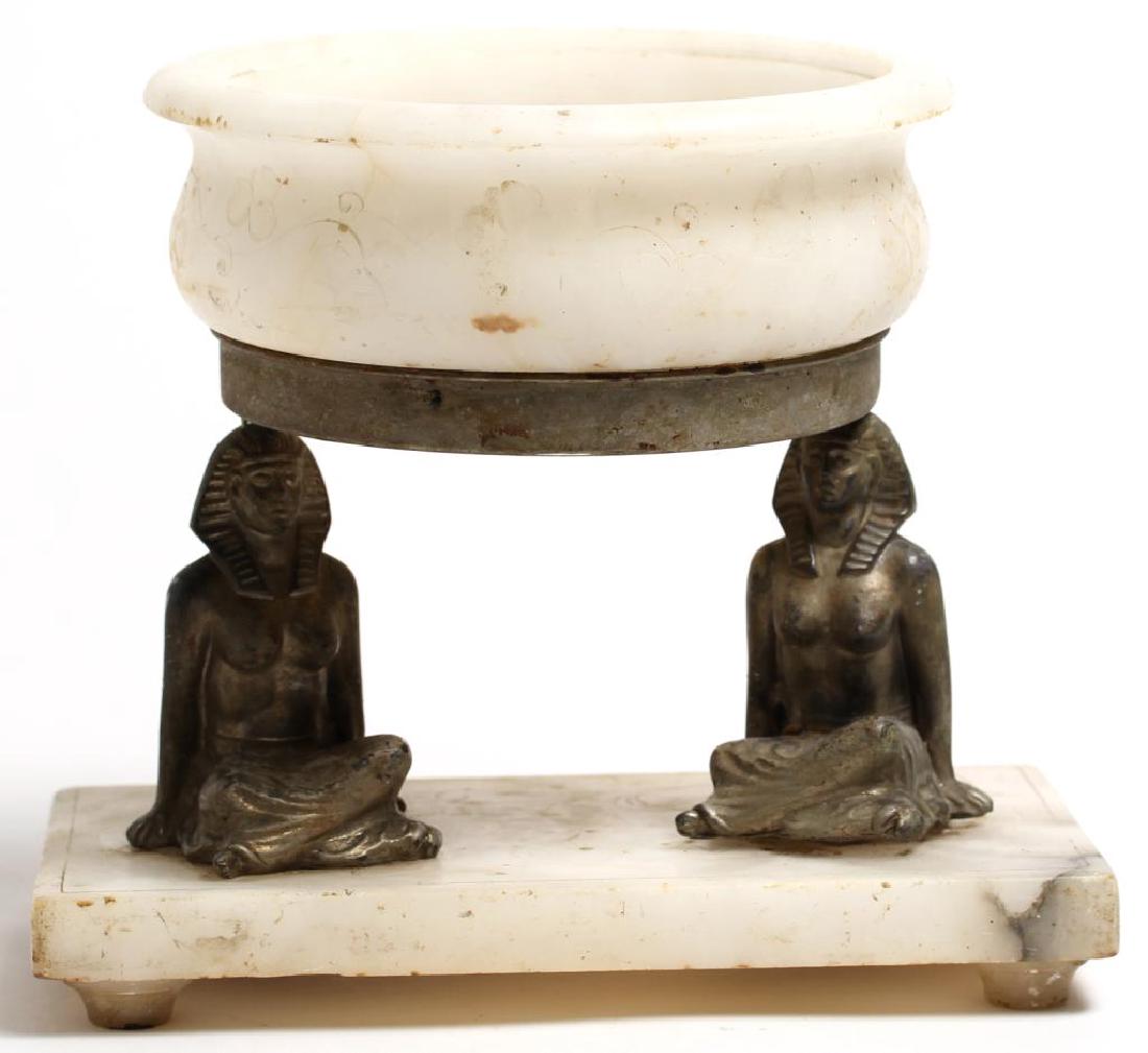 Egyptian-Style Silver & Alabaster Compote (1 of 5)