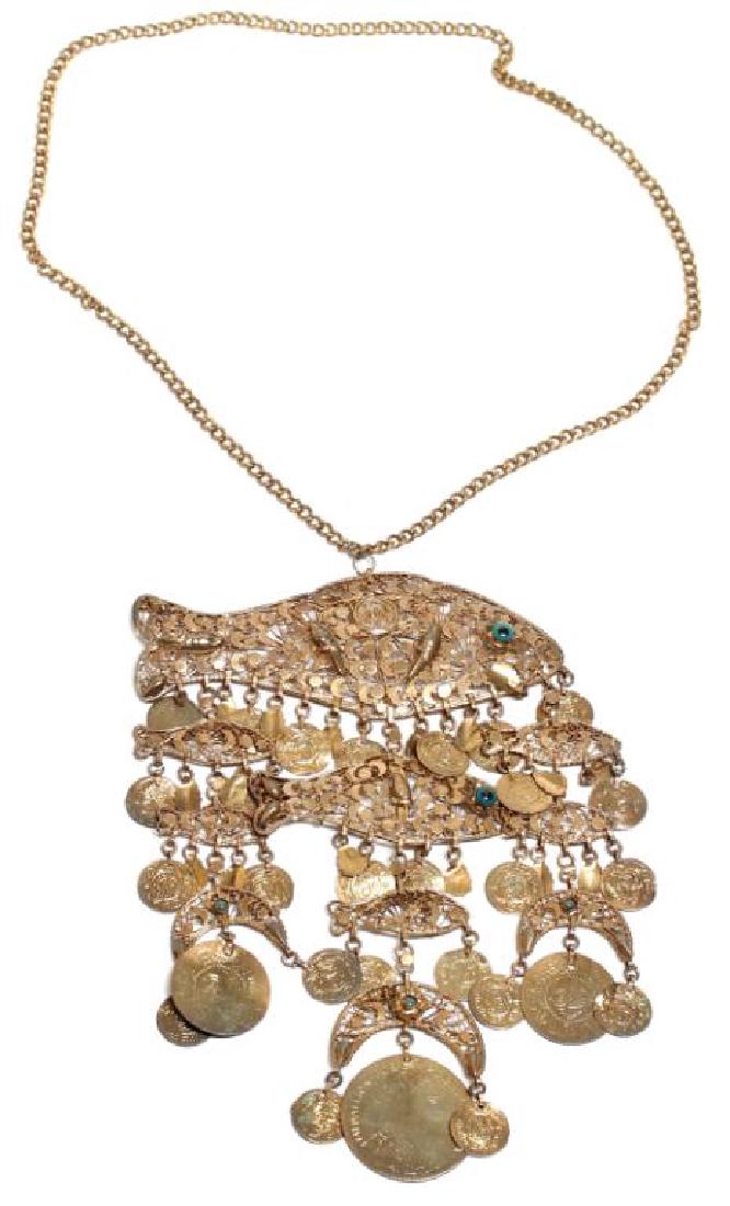 North African Tribal Fish-Form Metal Necklace (1 of 4)