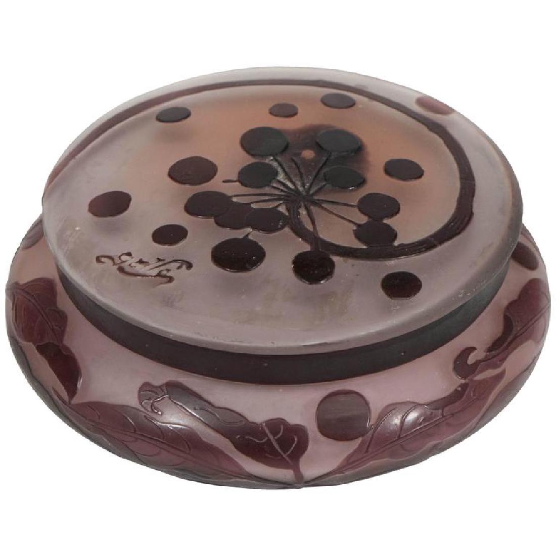 Antique Galle Cameo Glass Lidded Vanity Jar (1 of 8)