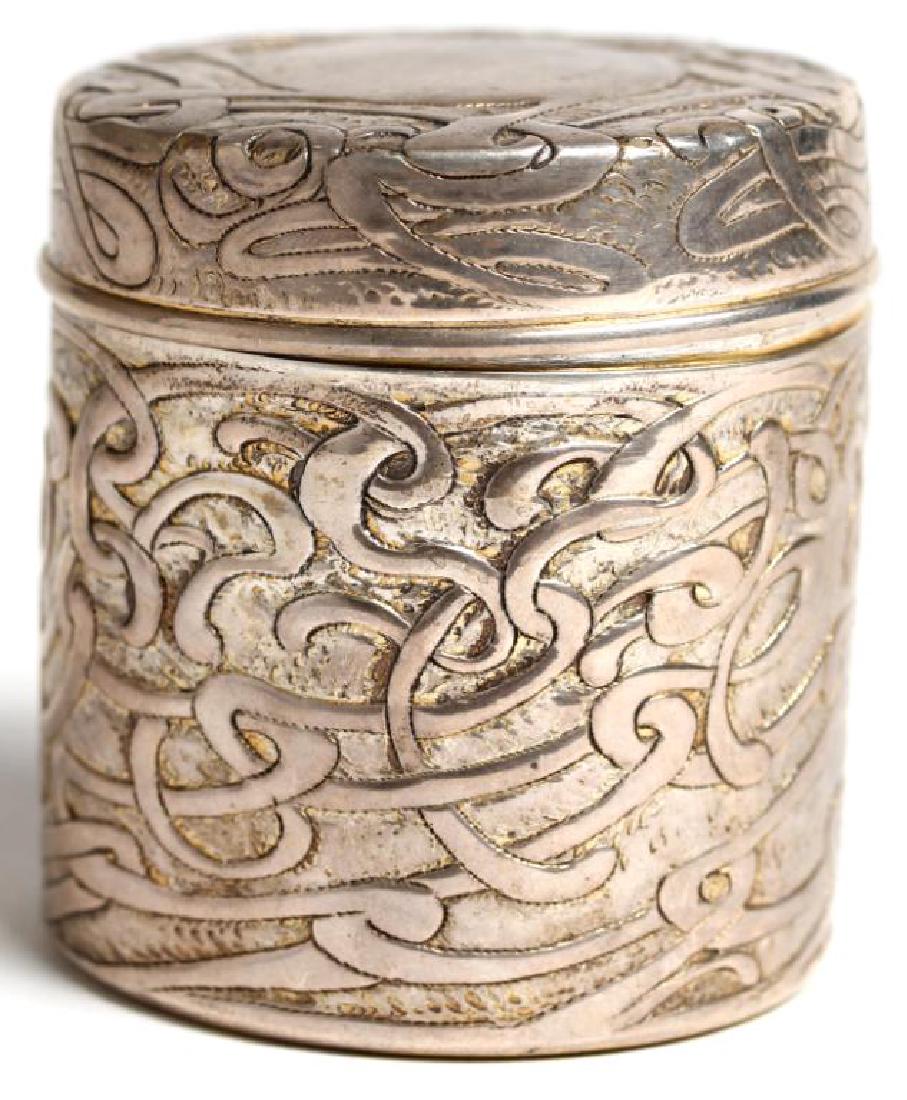 Art Nouveau Round Sterling Silver Vanity Jar (1 of 4)