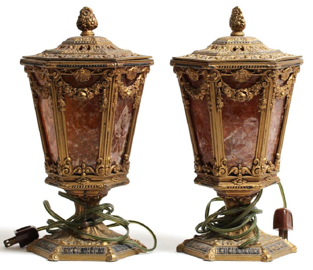 Pair of Vintage Gilt Metal & Mica Table Lanterns (1 of 4)
