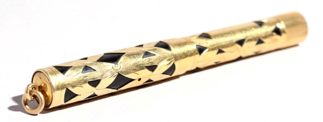Waterman's Vintage Gold-Filled Fountain Pen: A ring-top yellow gold-filled case, marked "Waterman's / Made in U.S.A.," the lever marked "Ideal / Gold Filled," the nib by Waterman's. 3.75" L.