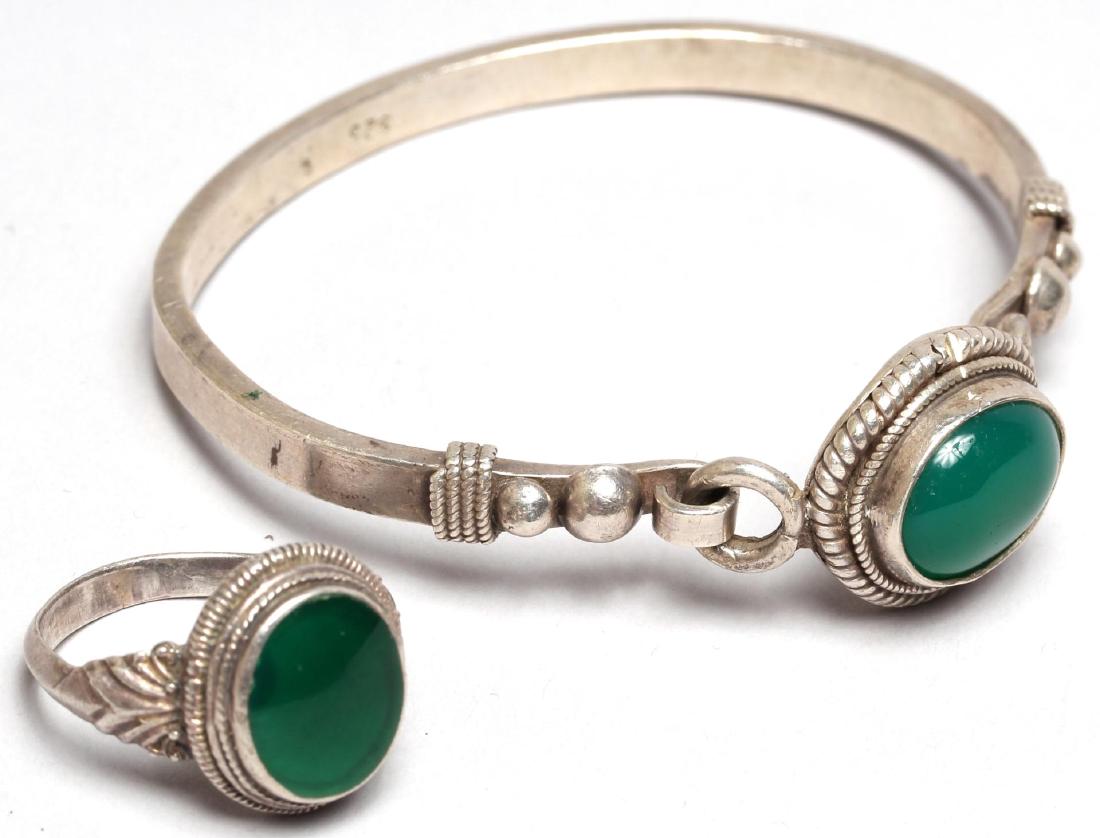 Sterling Silver & Chrysoprase Ring & Bracelet Set (1 of 9)