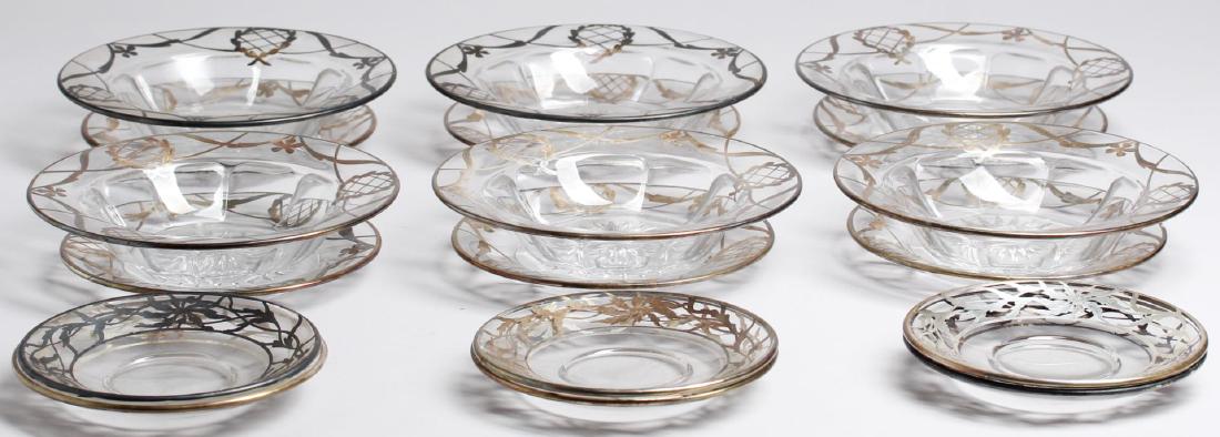 Group of Cut Glass With Silver Overlay Dishes (1 of 5)