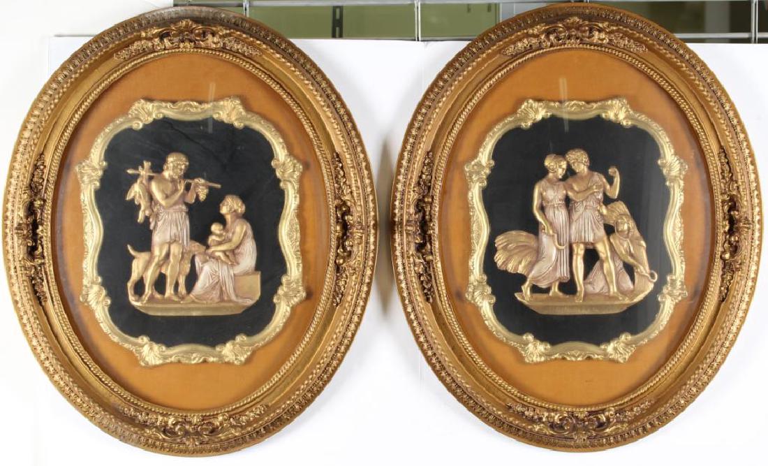 Pair Of Oval Framed Decorative Plaques (1 of 5)