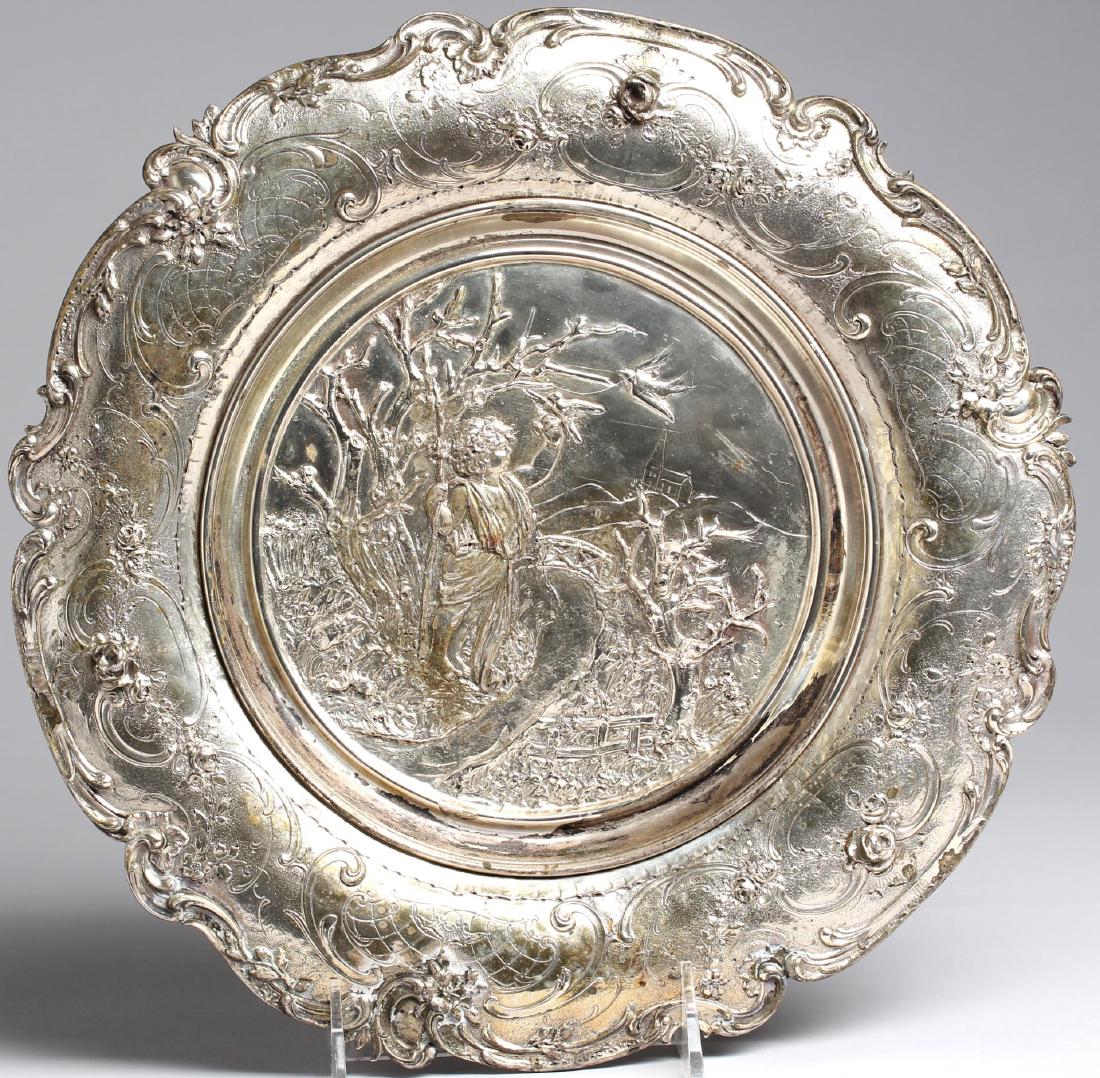 Antique German Silver-Plate Rococo-Style Charger (1 of 3)