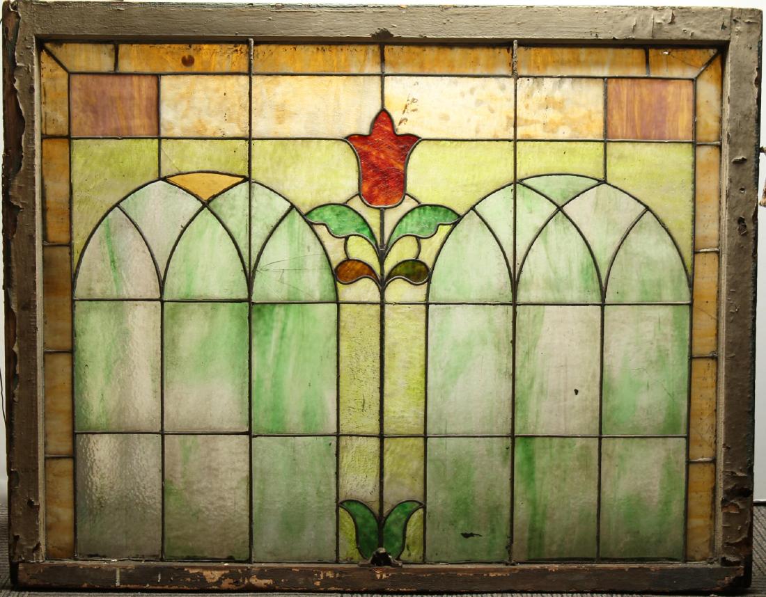 Antique Leaded Stained Beveled Glass Window (1 of 2)