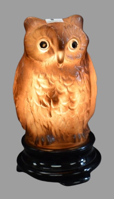 Tiffin Glass figural Owl night light, 9" tall (1 of 10)