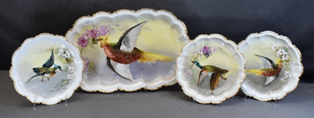 Mrkd. Limoges France 4 pc. game set, artist signed (1 of 20)