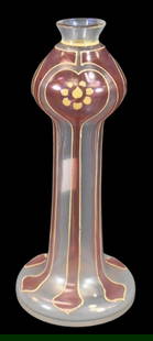 Art Nouveau Silesia cranberry 7" vase from the Fritz Heckert Glassworks Refinery: Art Nouveau Silesia cranberry 7" vase from the Fritz Heckert Glassworks Refinery; possibly Ludwig Sutterin designer