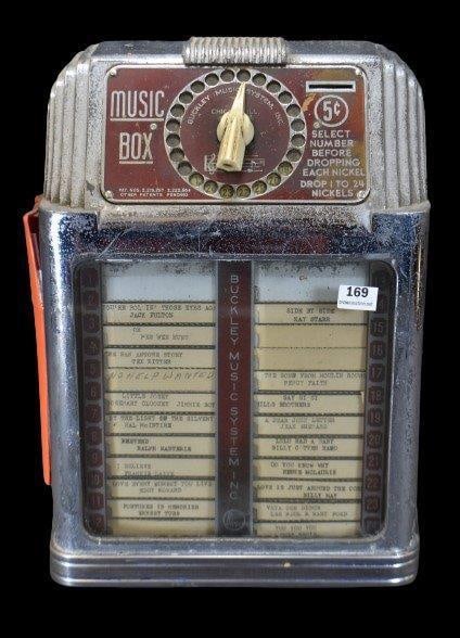 Buckley Music System 5 cent wall mount Music Box (missing side panel) (1 of 9)