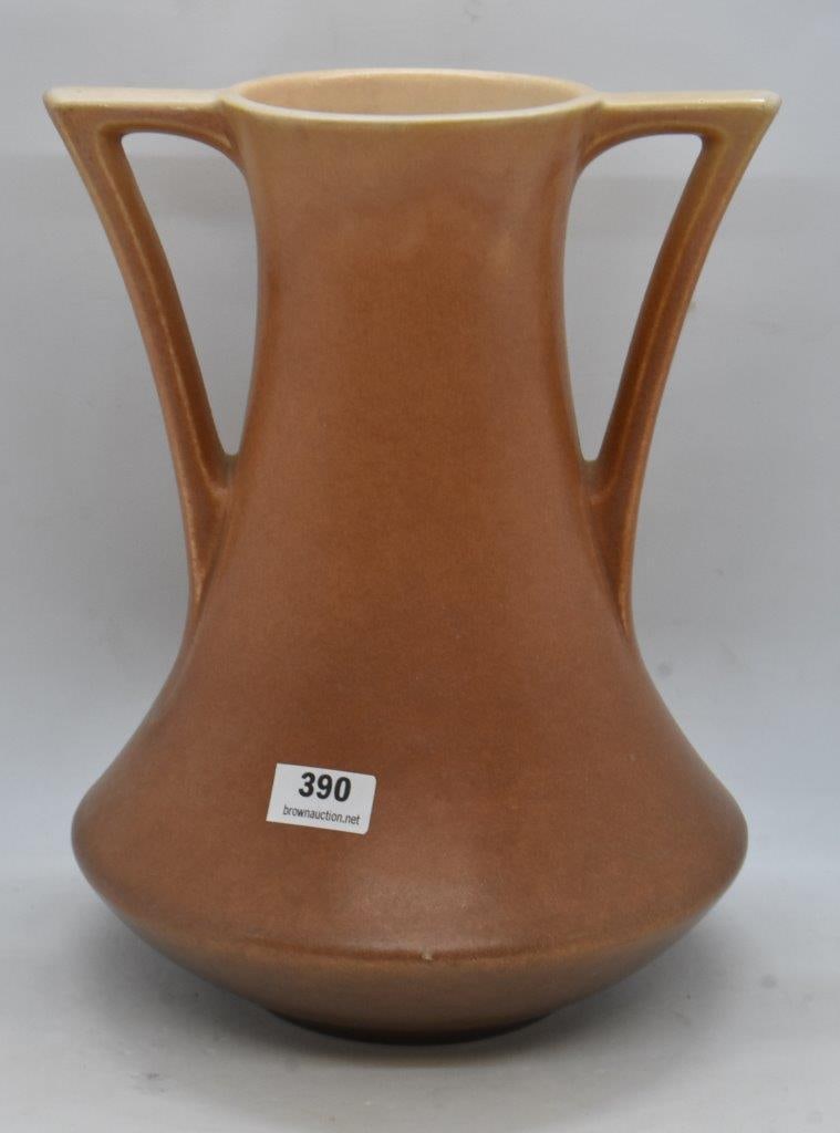 Roseville Rozane Pattern 3-8" vase, brown/ ivory (1 of 7)