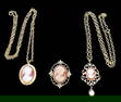 (3) Cameo pcs: 2-necklaces and 1-mrkd. Peri brooch